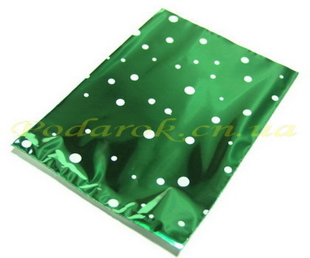 Пакет зелений 10х15см (метал з малюнком)